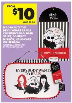 Real Canadian Superstore MAD BEAUTY THE DEVIL WEARS PRADA COSMETICS BAG, BATH SALES, COMPACT MIRROR, HAND CARE OR LIP BALM offer
