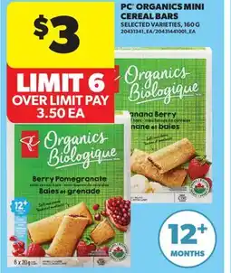 Real Canadian Superstore PC ORGANICS MINI CEREAL BARS offer
