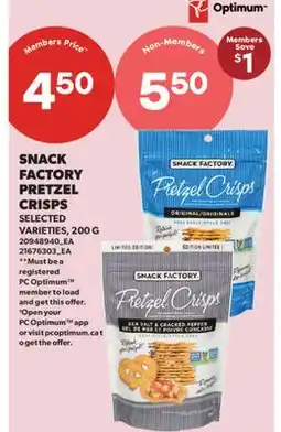 Real Canadian Superstore SNACK FACTORY PRETZEL CRISPS offer