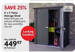 Home Hardware 5' x 3' Patio Storage Shed offer