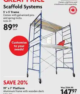 Home Hardware 5' x 5' Frame Scaffold Systems offer
