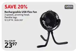 Home Hardware Rechargeable USB Flex Fan offer
