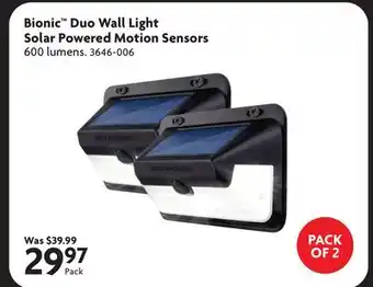 Home Hardware Bionic Duo Wall Light Solar Powered Motion Sensors offer