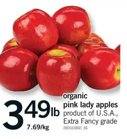 Fortinos ORGANIC PINK LADY APPLES offer