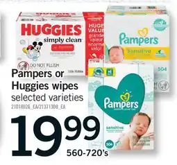 Fortinos PAMPERS OR HUGGIES WIPES, 560-720'S offer