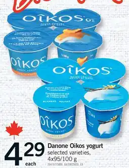 Fortinos DANONE OIKOS YOGURT, 4X95 offer