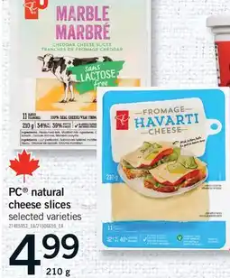 Fortinos PC NATURAL CHEESE SLICES offer