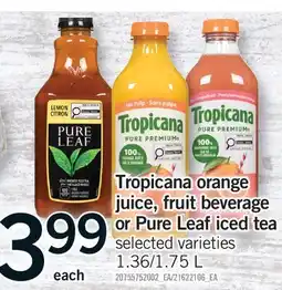 Fortinos TROPICANA ORANGE JUICE, FRUIT BEVERAGE OR PURE LEAF ICED TEA, 1.36/1 offer