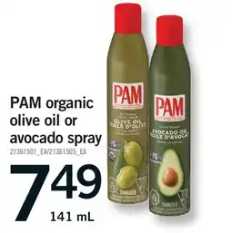 Fortinos PAM ORGANIC OLIVE OIL OR AVOCADO SPRAY offer