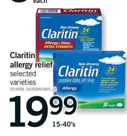 Fortinos CLARITIN ALLERGY RELIEF, 15-40'S offer