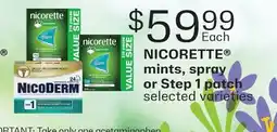 Fortinos NICORETTE mINTS, SPRAY OR STEP 1 PATCH offer
