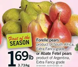 Fortinos FORELLE PEARS OR ABATE FETEL PEARS offer