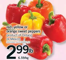 Fortinos RED, YELLOW OR ORANGE SWEET PEPPERS offer