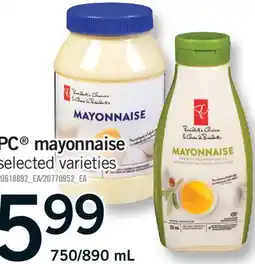 Fortinos PC MAYONNAISE, 750/890 ML offer