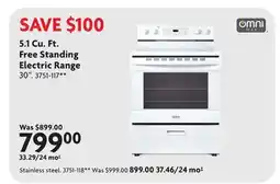 Home Hardware 5.1 Cu. Ft. Free Standing Electric Range offer