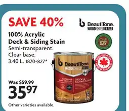 Home Hardware 100% Acrylic Deck & Siding Stain offer