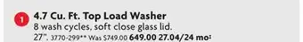 Home Hardware 4.7 Cu. Ft. Top Load Washer offer