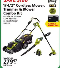 Home Hardware 17-1/2 Cordless Mower, Trimmer & Blower Combo Kit offer