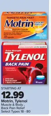 PharmaChoice Motrin, Tylenol Muscle & Body, Back Pain Relief offer