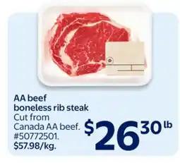 Walmart AA beef boneless rib steak offer