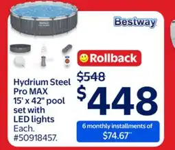 Walmart Bestway Hydrium Steel Pro MAX 15' x 42 pool set with LED lights offer
