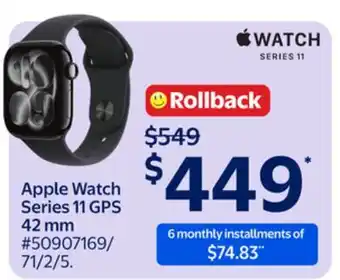 Walmart Apple Watch Series 11 GPS 42 mm offer