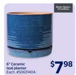 Walmart 6 Ceramic teal planter offer