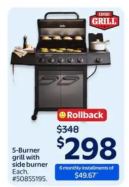 Walmart 5-Burner grill with side burner offer