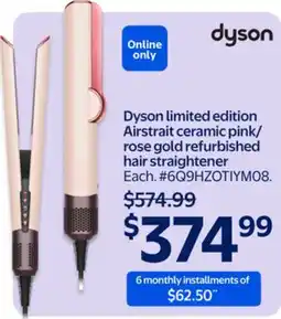 Walmart Dyson limited edition Airstrait ceramic pink/rose gold refurbished hair straightener offer