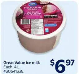 Walmart Great Value ice milk offer