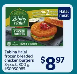 Walmart Zabiha Halal frozen breaded chicken burgers offer