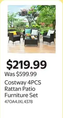 Walmart Costway 4PCS Rattan Patio Furniture Set offer