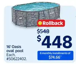 Walmart 16' Oasis Oval Pool offer