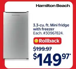Walmart 3.3-cu. ft. Mini fridge with freezer offer