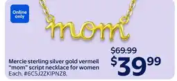Walmart Mercie sterling silver gold vermeil mom script necklace for women offer