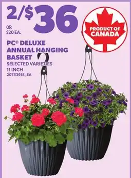 Loblaws PC DELUXE ANNUAL HANGING BASKET, 11 INCH offer