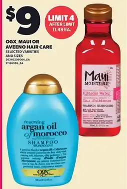 Loblaws OGX, MAUI OR AVEENO HAIR CARE offer