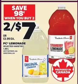 Loblaws PC LEMONADE offer