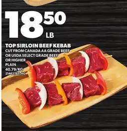 Loblaws TOP SIRLOIN BEEF KEBAB offer