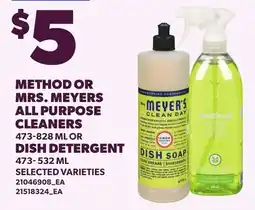 Loblaws METHOD OR MRS. MEYERS ALL PURPOSE CLEANERS, 473-828 ML OR DISH DETERGENT, 473- 532 ML offer