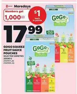 Independent Grocer GOGO SQUEEZ FRUIT SAUCE POUCHES offer