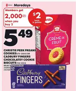Independent Grocer CHRISTIE PEEK FREANS COOKIES 275-350 G OR CADBURY FINGERS CHOCOLATEY COOKIE BISCUITS 114-125 G offer