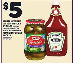 Independent Grocer HEINZ KETCHUP 750 ML-1 L OR BICKS PICKLES 1000 ML offer