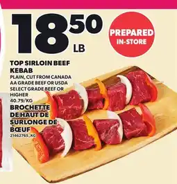 Independent Grocer TOP SIRLOIN BEEF KEBAB offer
