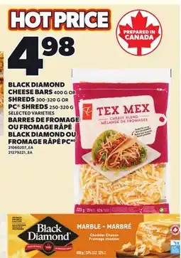 Independent Grocer BLACK DIAMOND CHEESE BARS 400 G OR SHREDS 300-320 G OR PC SHREDS 250-320 G offer