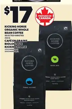 Independent Grocer KICKING HORSE ORGANIC WHOLE BEAN COFFEE offer