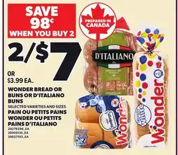 Independent Grocer WONDER BREAD OR BUNS OR D'ITALIANO BUNS offer