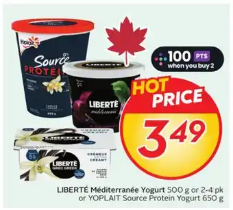 Sobeys LIBERTÉ Méditerranée Yogurt offer