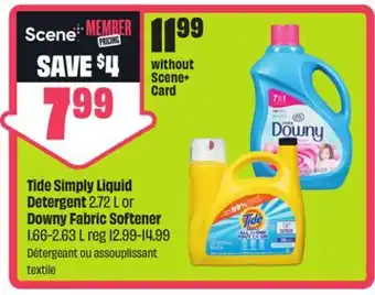 FreshCo Tide Simply Liquid Detergent 2.72 L or Downy Fabric Softener offer
