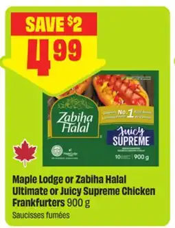 FreshCo Maple Lodge or Zabiha Halal Ultimate or Juicy Supreme Chicken Franfurters offer